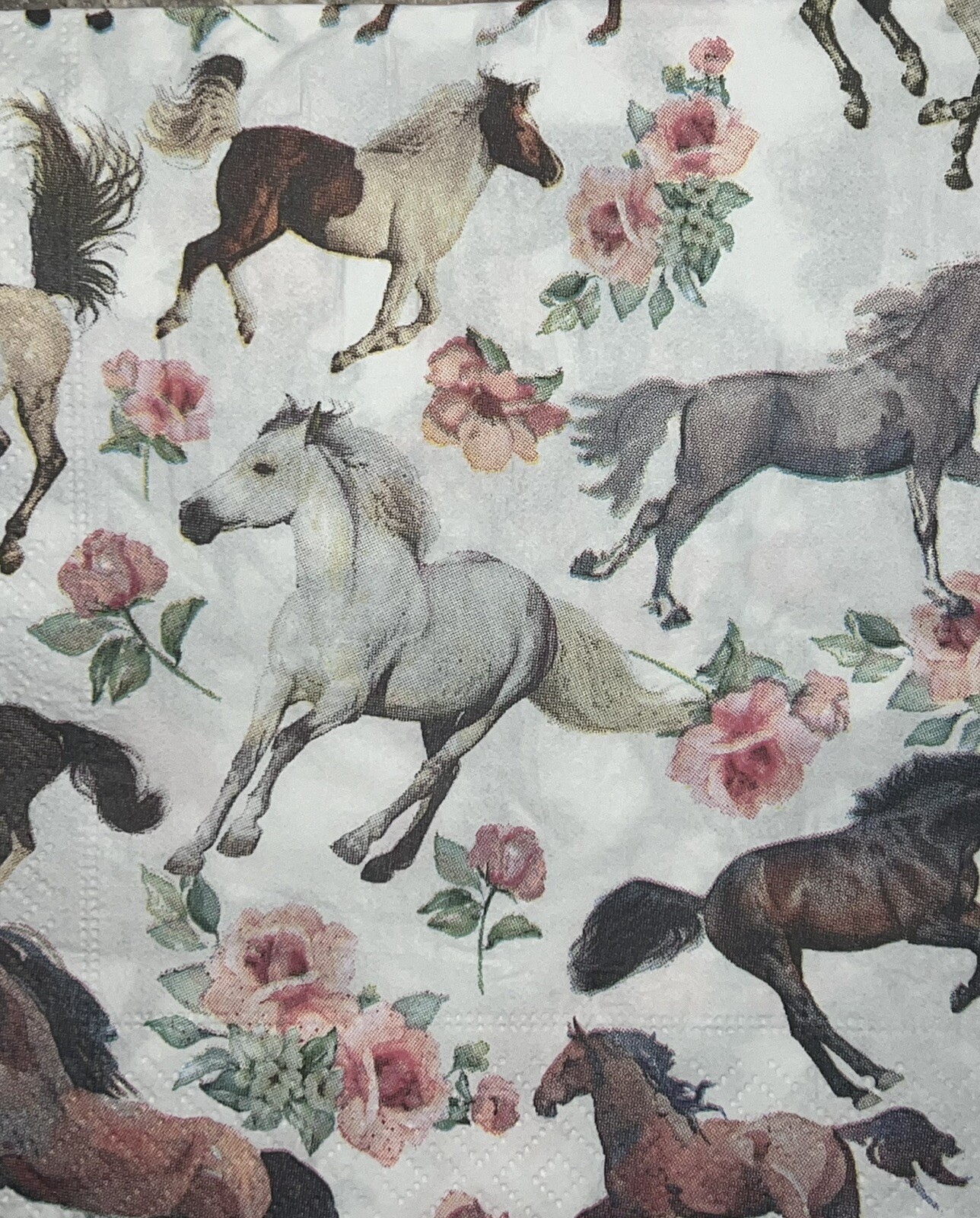 TWO Paper LUNCHEON Decoupage Art Craft Napkins -Horses- Flowers -equine -flowers