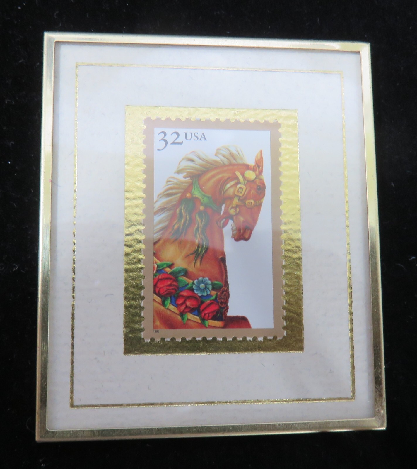 Limited Edition Stamp Carousel Horse 1995 Framed with Glass Number 65 of 10,000