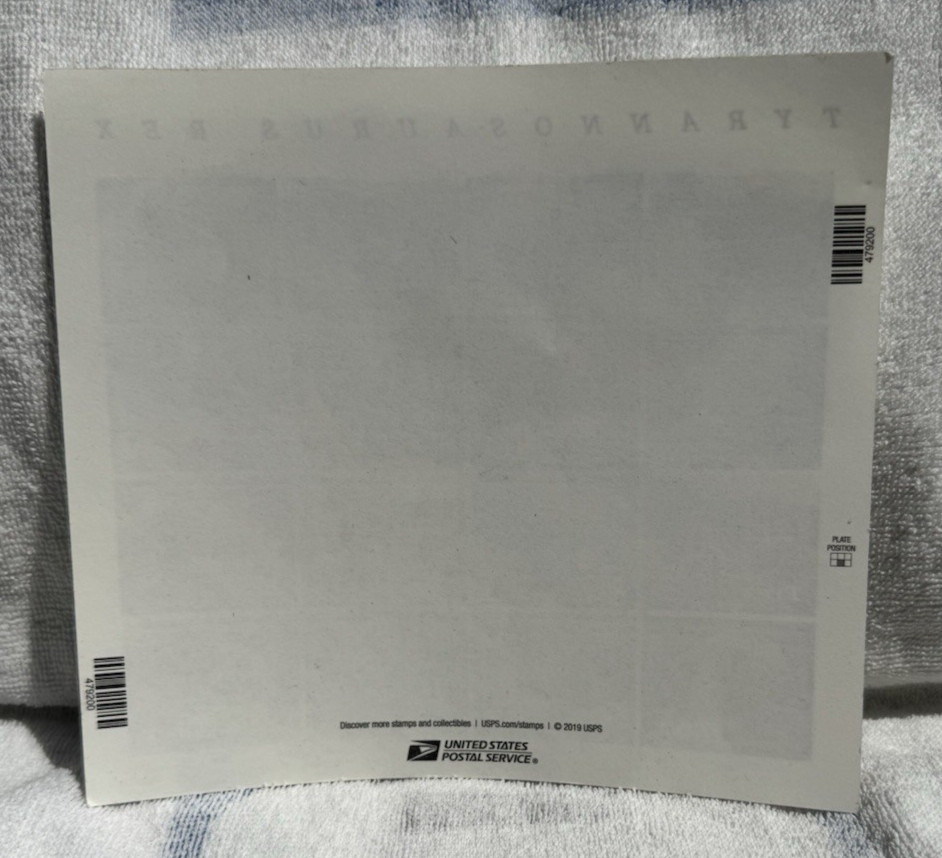 USPS 2019 Tyrannosaurus Rex Complete Stamp Sheet 16 Dinosaur Forever Stamps