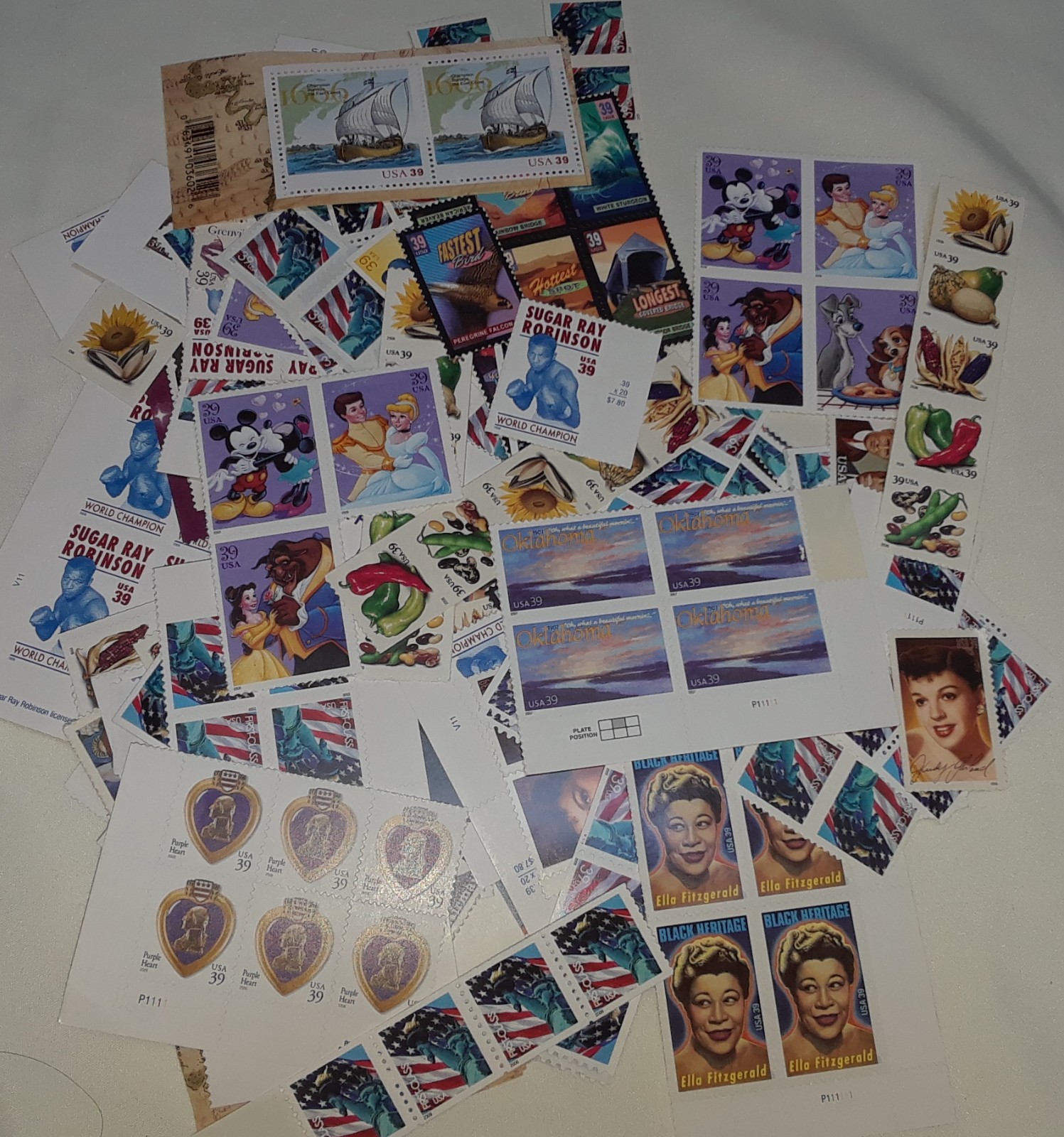 Unused 60 of New/Usable Multiples, Strips & Singles of 39¢ US Postage Stamps USA