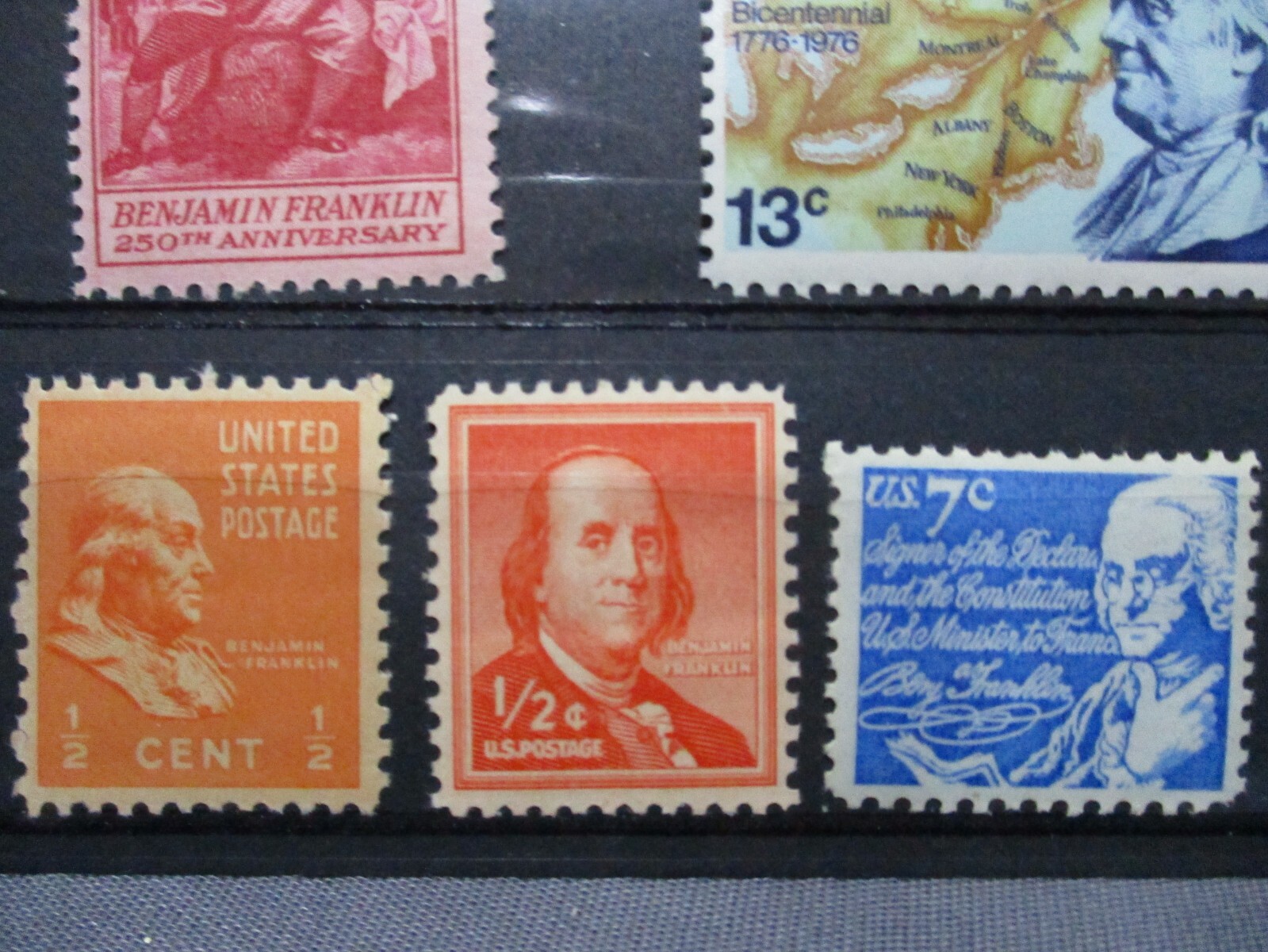Benjamin Franklin Commemorative Stamp Set 7 Unmounted Mint half 3, 4, 7 13 cents