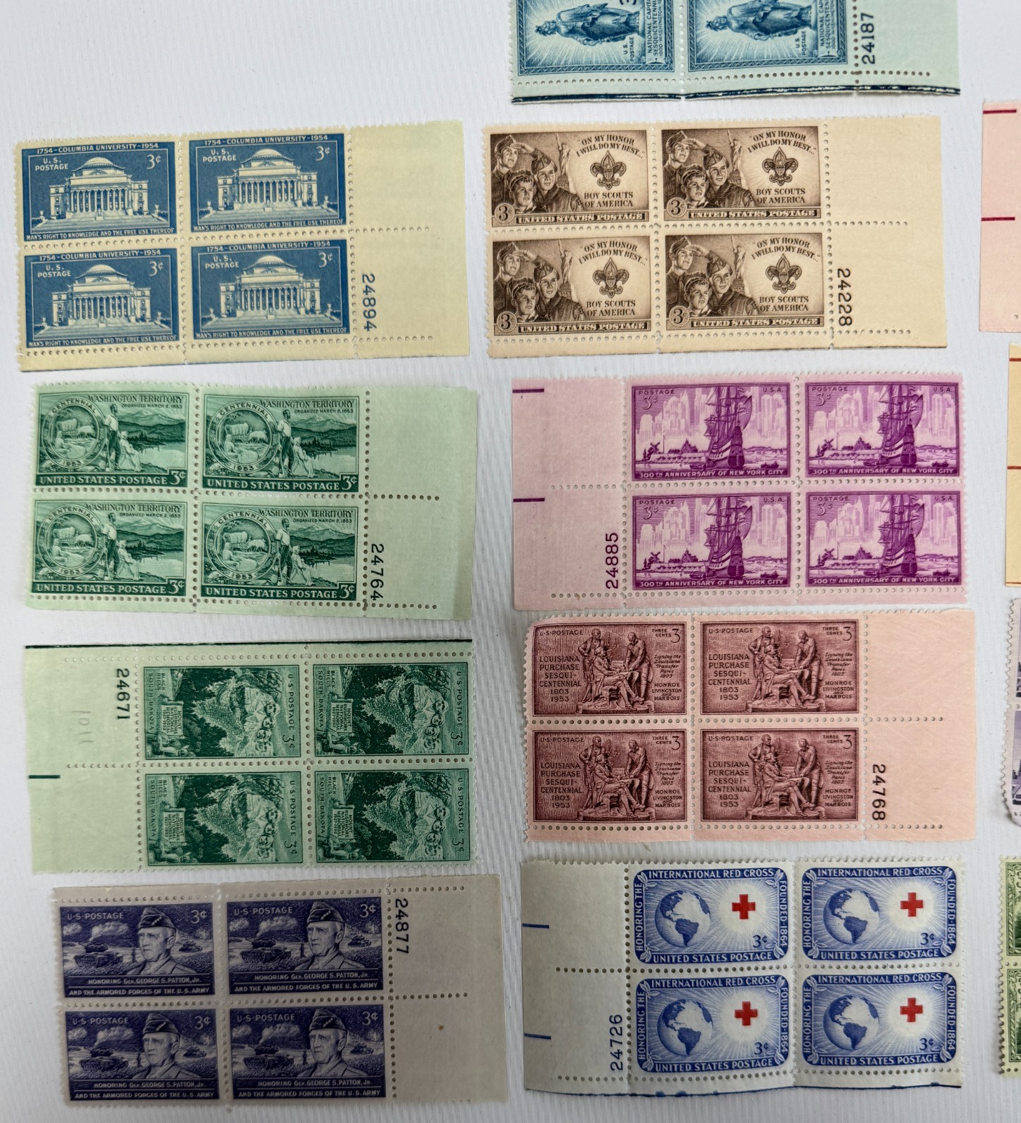 1953 US Commemorative Plate Block Collection MNH Scouts History Americana