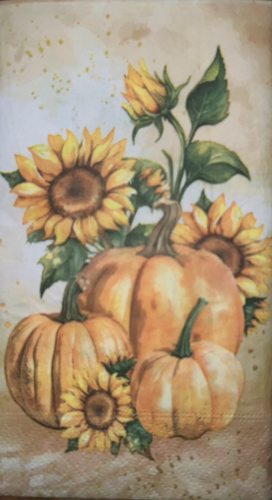 TWO Individual dinner Decoupage Napkins/autumn/Halloween/Sunflower/pumpkins/fall