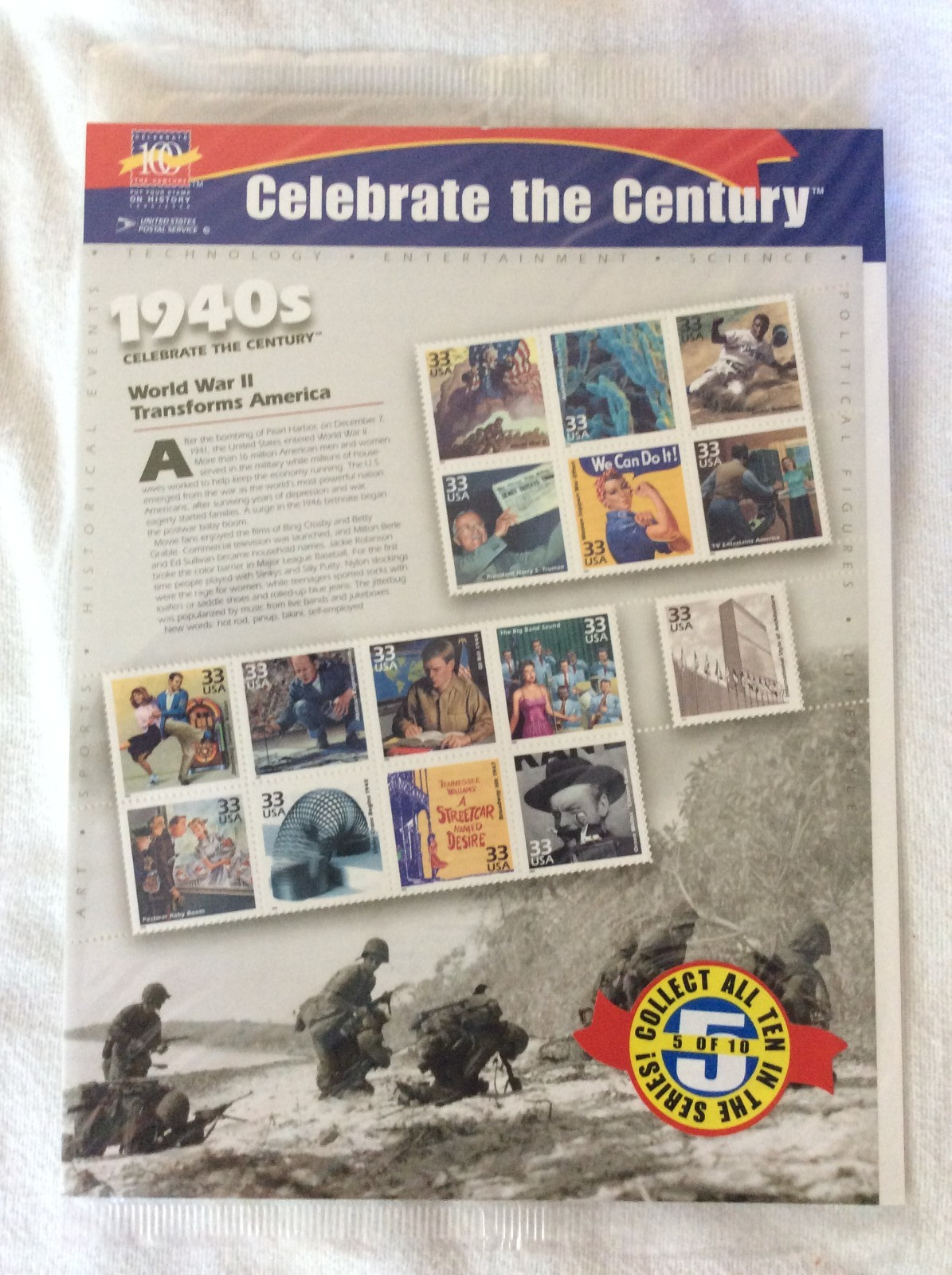 USPS CELEBRATE THE CENTURY 10 SHEET SET POSTAGE STAMPS 1900s – 1990s UNOPENED