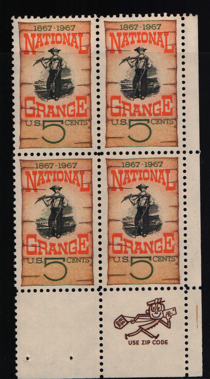 1967 5c National Grange Block of Four Scott #1323 ST234