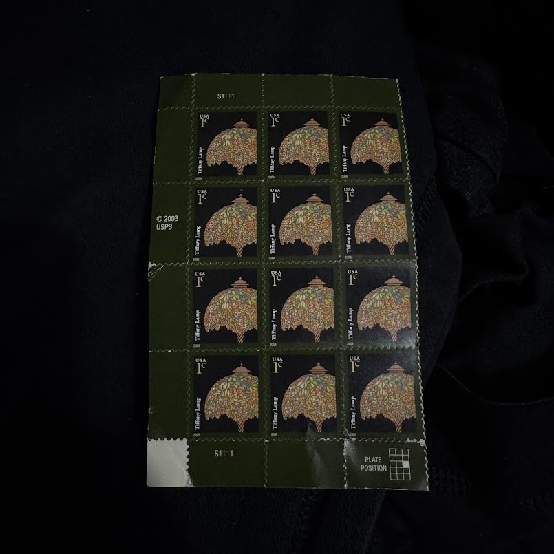 2003 Tiffany Lamp Stamp – Sheet of 12 – 1 cent –