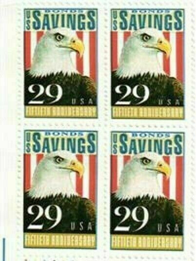 US SAVINGS BONDS 50TH ANNIVERSARY-Block of 4 Collectible 1991 Stamps-FREE SHIP