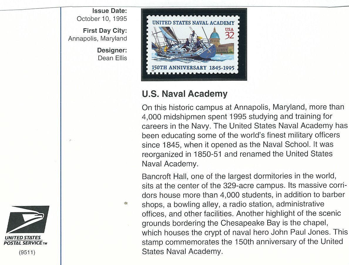 Scott #3001…32 Cent…U.S. Naval Academy + Postal History