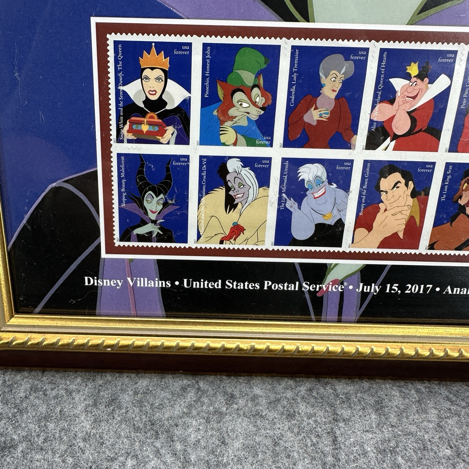 Disney Villains USPS Stamps Framed Art Maleficent New Stamps Framed D23 Limited
