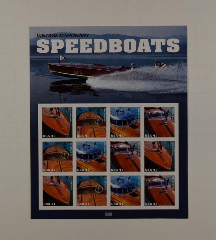 US SCOTT 4160 – 63 PANE OF 12 SPEEDBOATS STAMPS 41 CENT FACE MNH