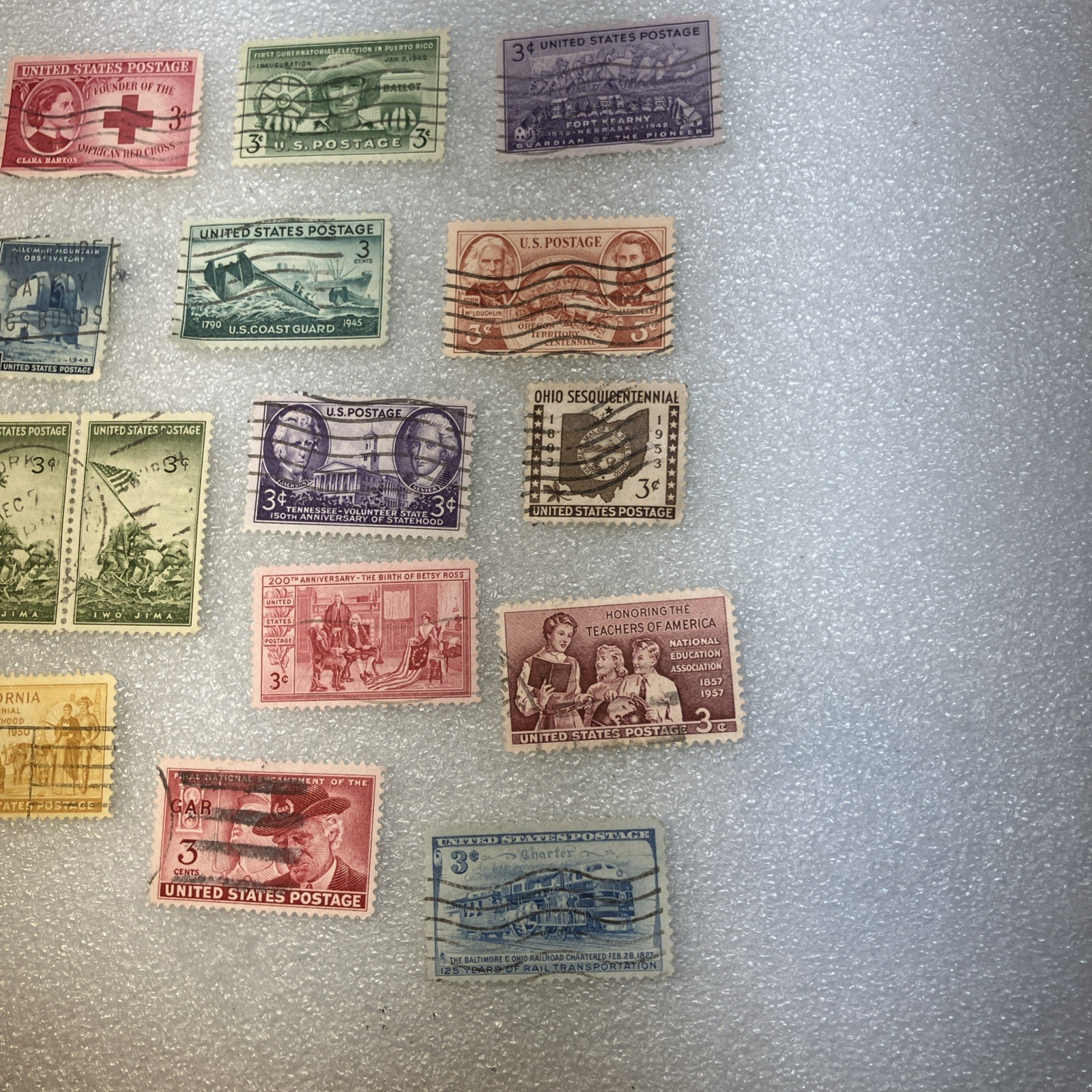 15 USED/Cancelled Commemorative 3c 1941-1955 US Stamps. Varied Lot. $1 Ships.