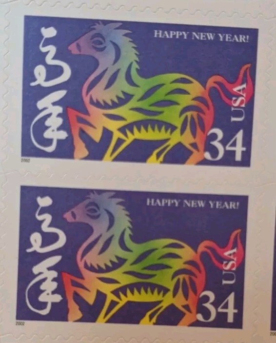 US Lunar New Year Stamps Pane Of 20 MNH .34c 2001 Chinese USPS Year of Horse