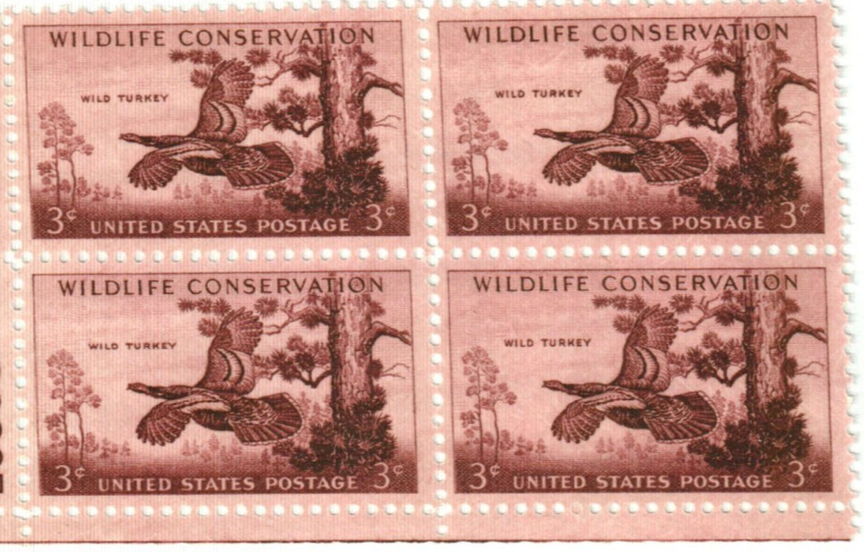 United States 3¢ 1956 Wild Turkey Postage Stamp #1077 x 100 Singles