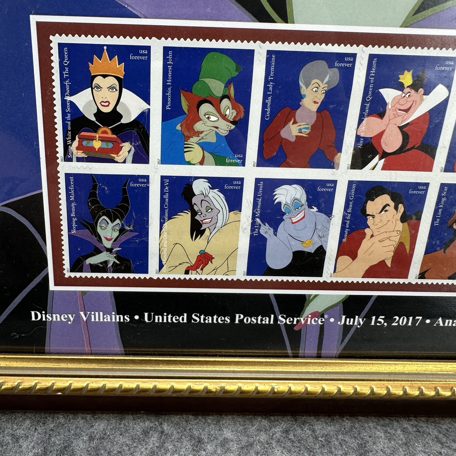 Disney Villains USPS Stamps Framed Art Maleficent New Stamps Framed D23 Limited