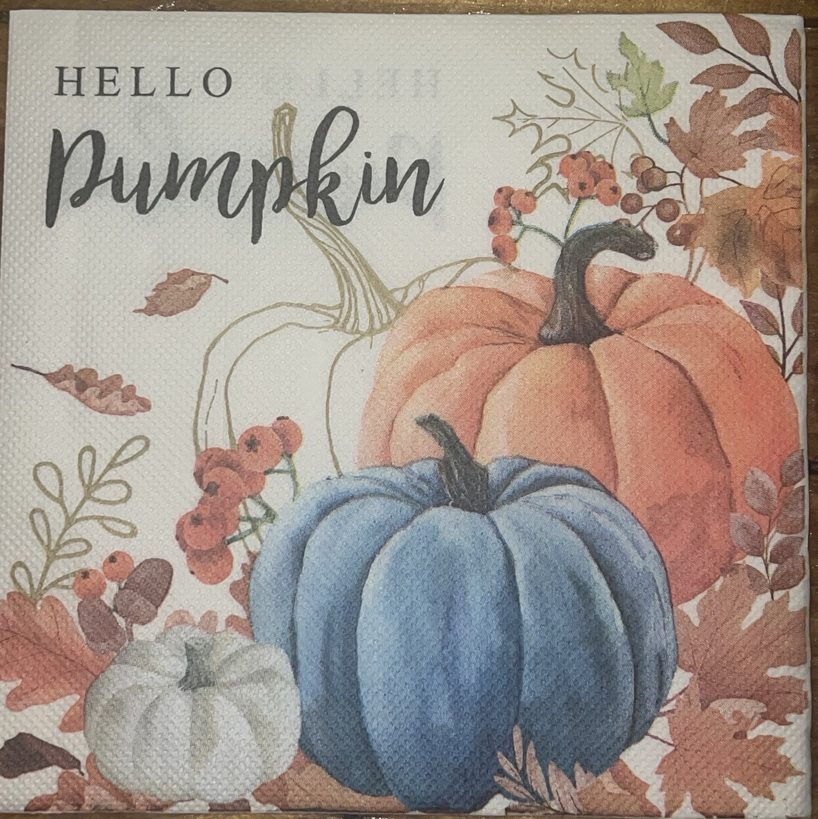 TWO Paper LUNCHEON Decoupage Napkins/Art/fall/Hello pumpkin/Halloween 6.5”