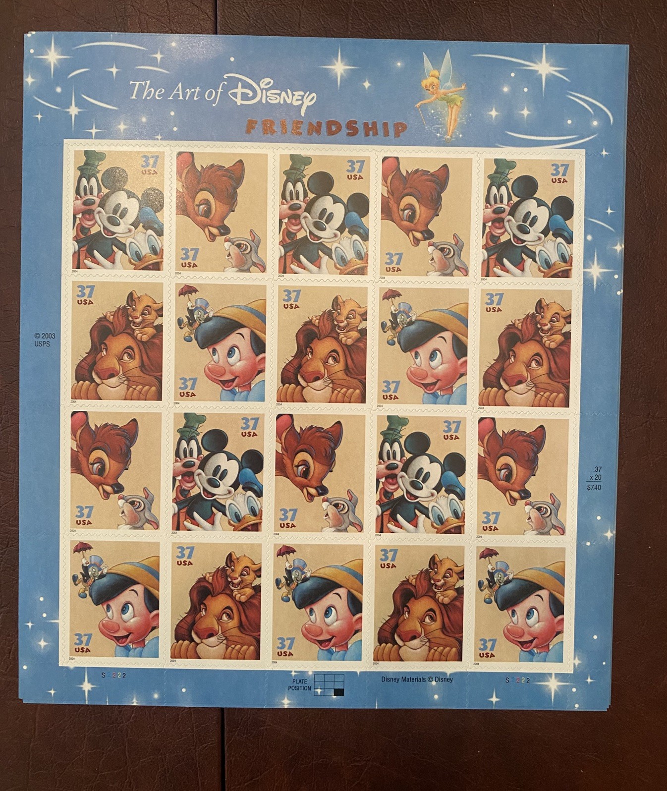 The Art of Disney FRIENDSHIP 37¢ US Postage Stamp Sheet – Lot of 3 Sheets