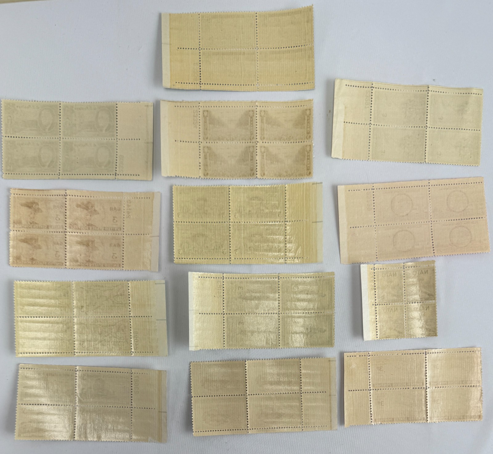 13 Different US Commemorative Plate Blocks of 4 1945–1952 American History
