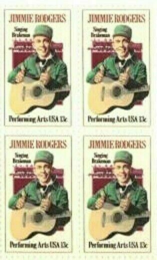 JIMMIE RODGERS-Block of 4 Collectible Unused 1978 Stamps–FREE SHIPPING