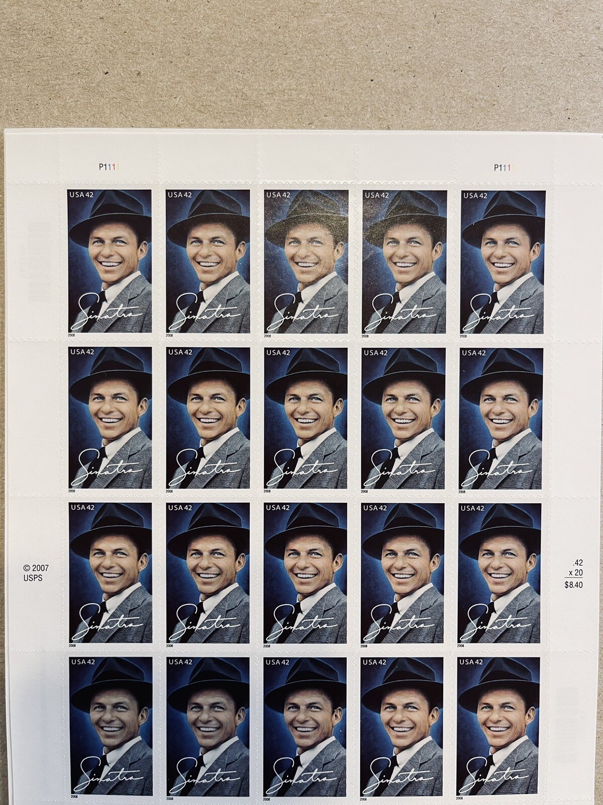 US SCOTT 4265 SHEET OF 20 FRANK SINATRA STAMPS 42 CENTS FACE MNH