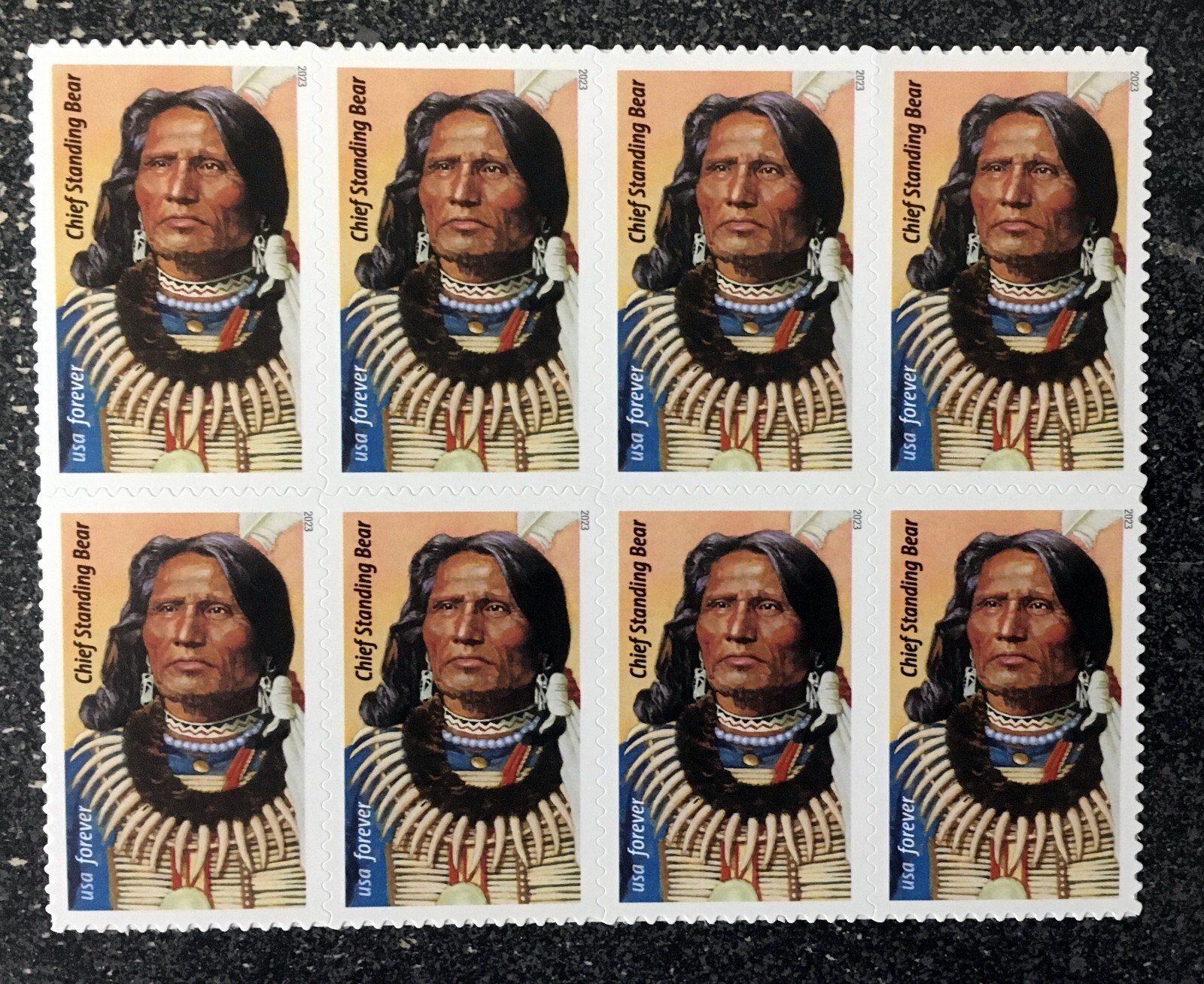 2023USA #5798 Forever Chief Standing Bear – Block of 8 Stamps mint postage