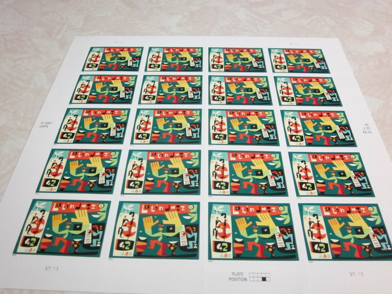 #4349 LATIN JAZZ Sheet of 20 42 Cent Postage Stamps MNH 2007/2008 Free Shipping