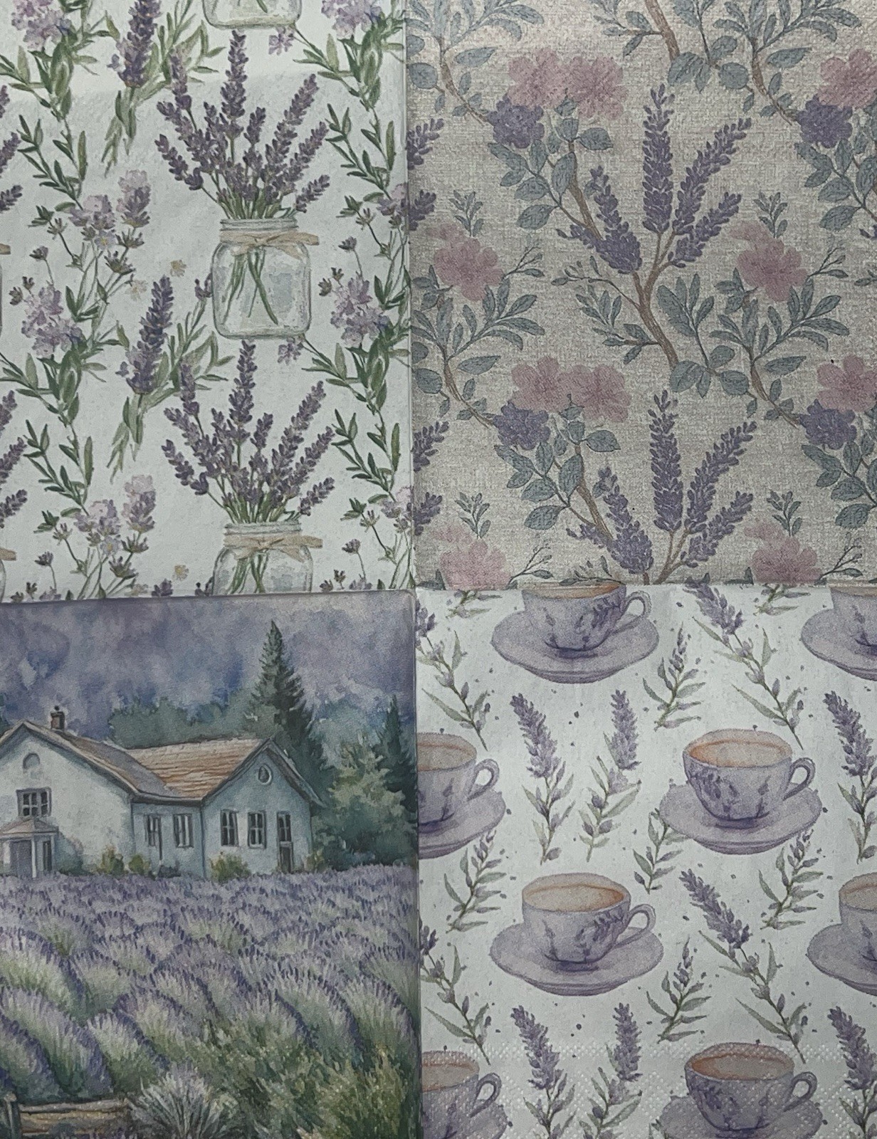Two Paper LUNCHEON Decoupage Napkin Lavender Fields/farmhouse Teacup /purple 6.5