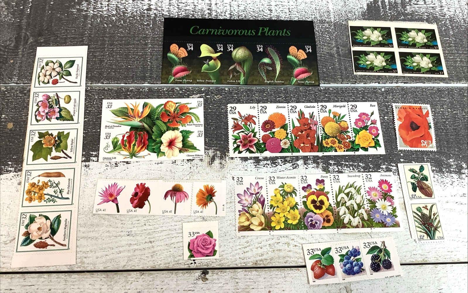 USPS Various Plants And Flower Stamps
