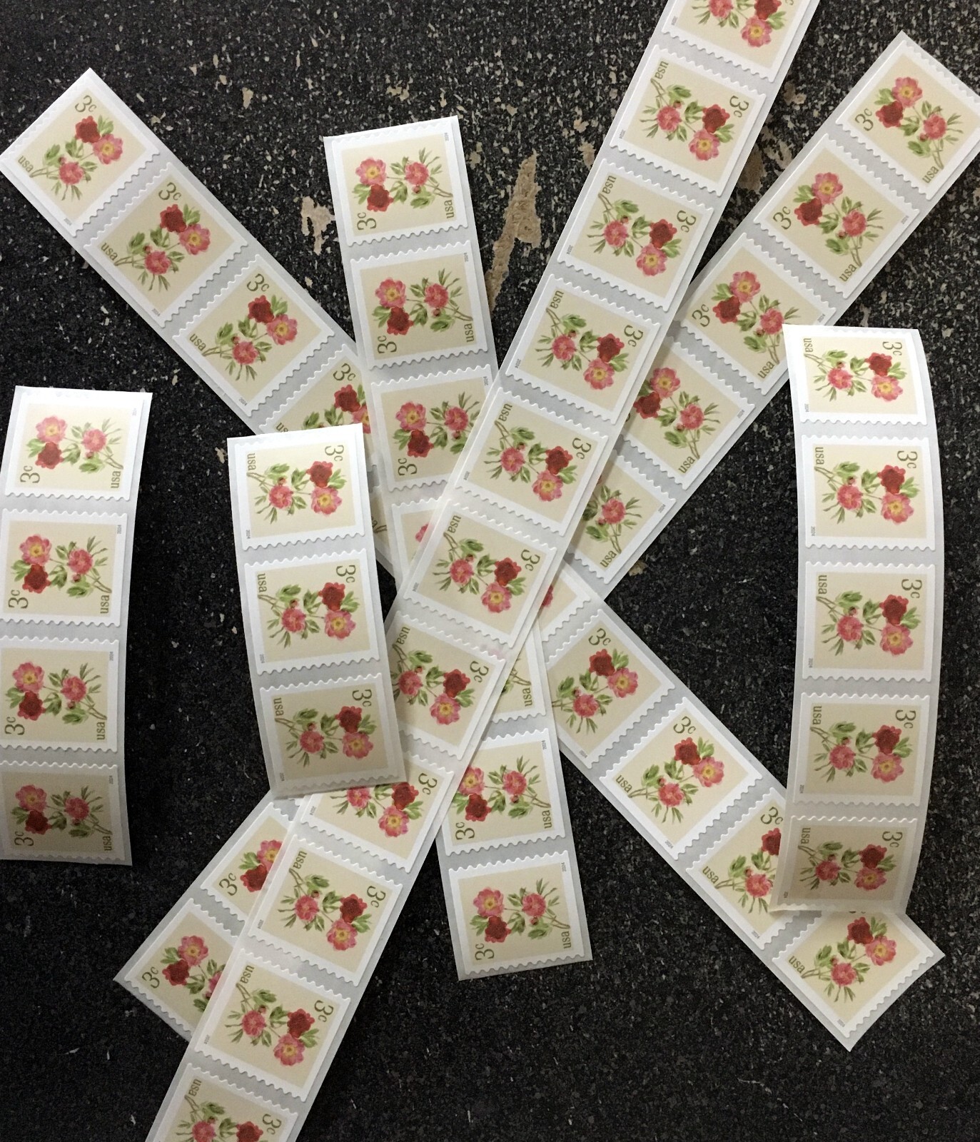 2024USA #5904 3c Peonies Coil Various Length Strips (50) flowers postage