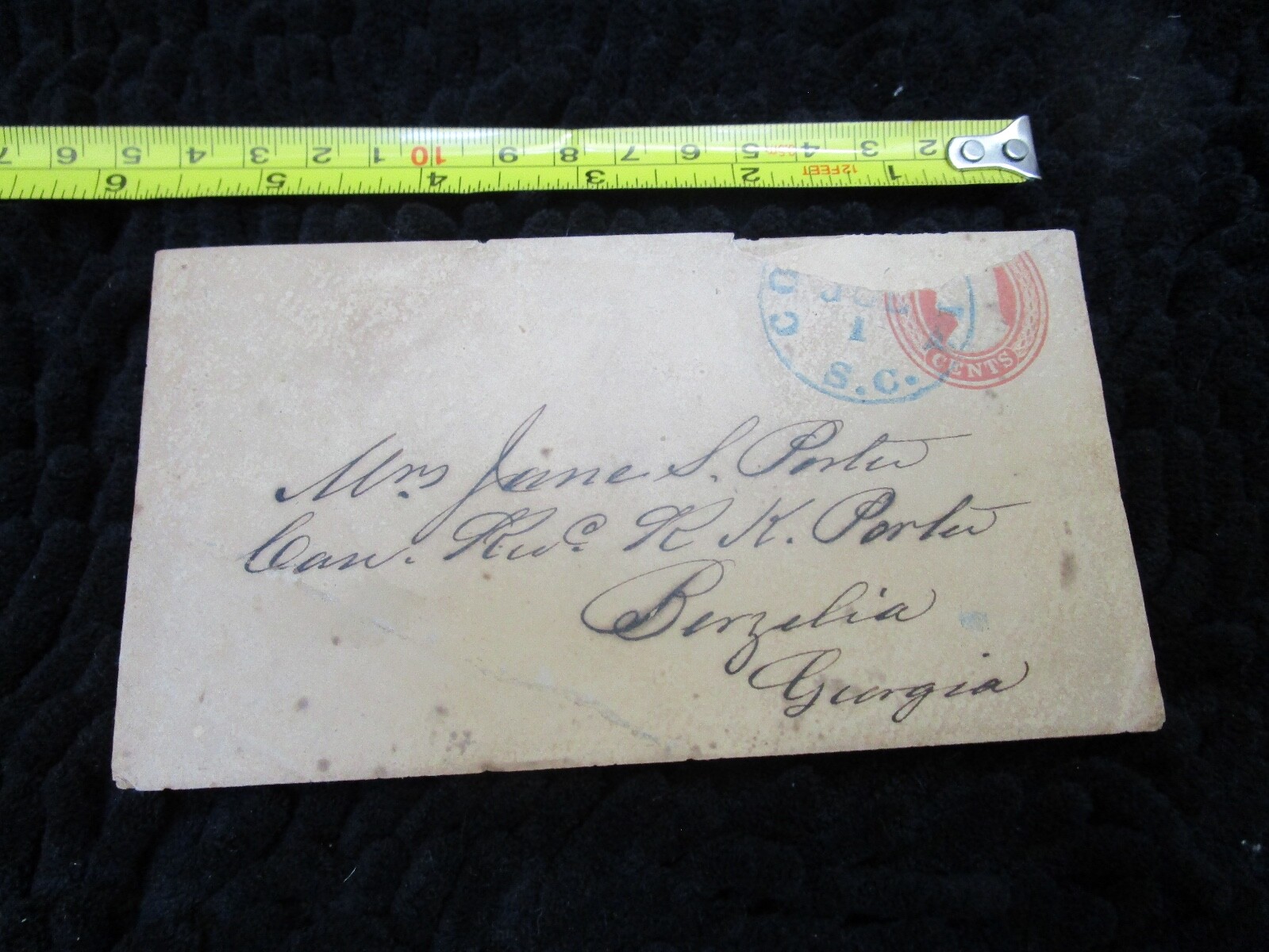 1850’s Envelope Stamp Covers w/ South Carolina Postage Mark to Georgia Civil war
