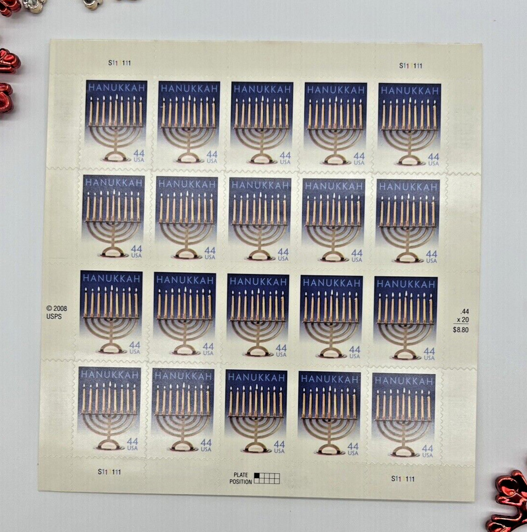#4433 HANUKKAH Jewish Holiday Menorah 44¢ – 2 Sheets x 20 = 40 Stamps FV$17.60