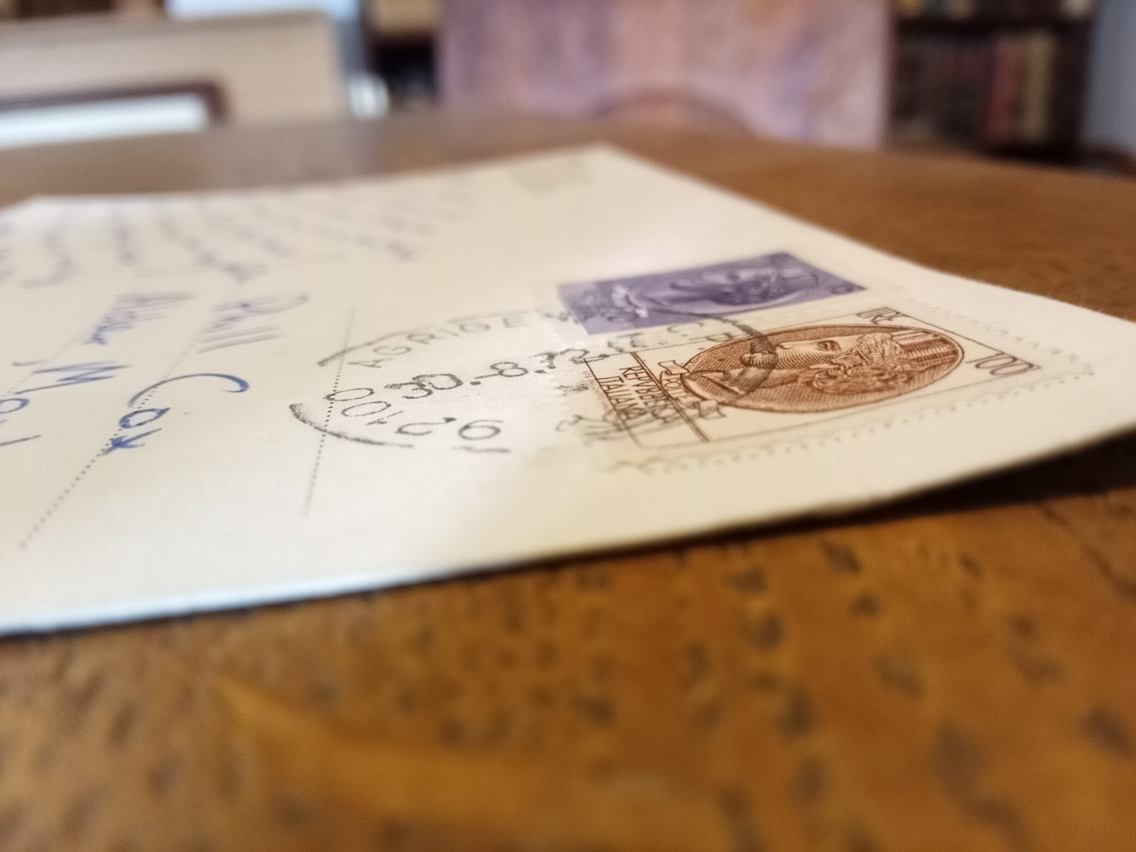 Italian Stamps Lire 100 and 15 on Post Card Watermarks