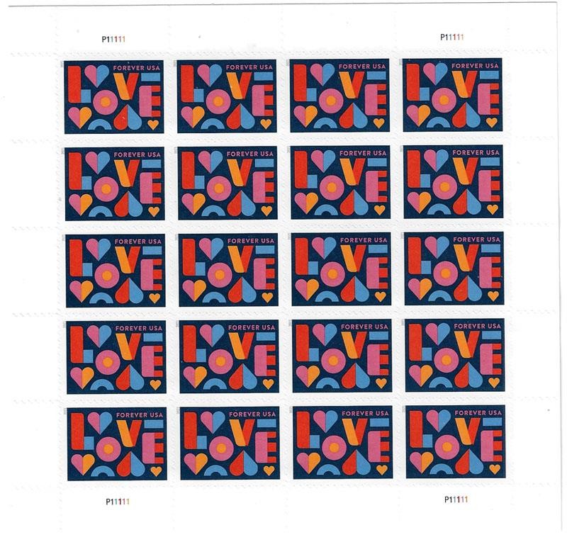 US SCOTT 5543 PANE OF 20 LOVE FOREVER STAMPS MNH