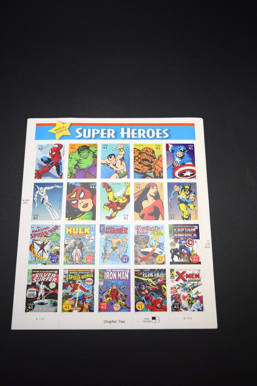 2006 Marvel Comics Super Heroes 41c US Stamps Scott #4159 Full Pane of 20 MNH