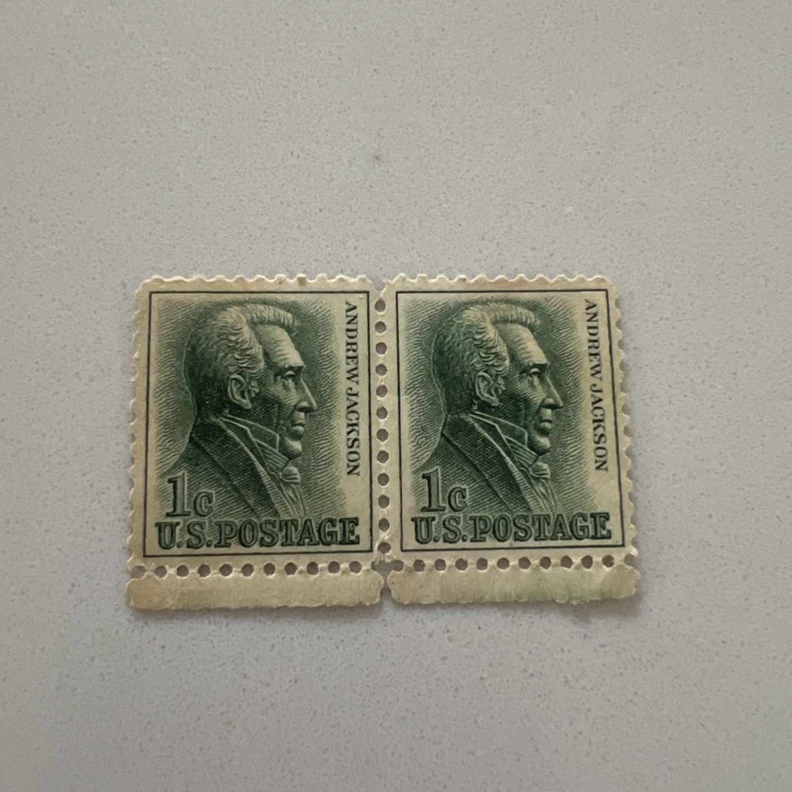 US Postage Stamp Strip of 3 1c Andrew Jackson Green Mint OG NH