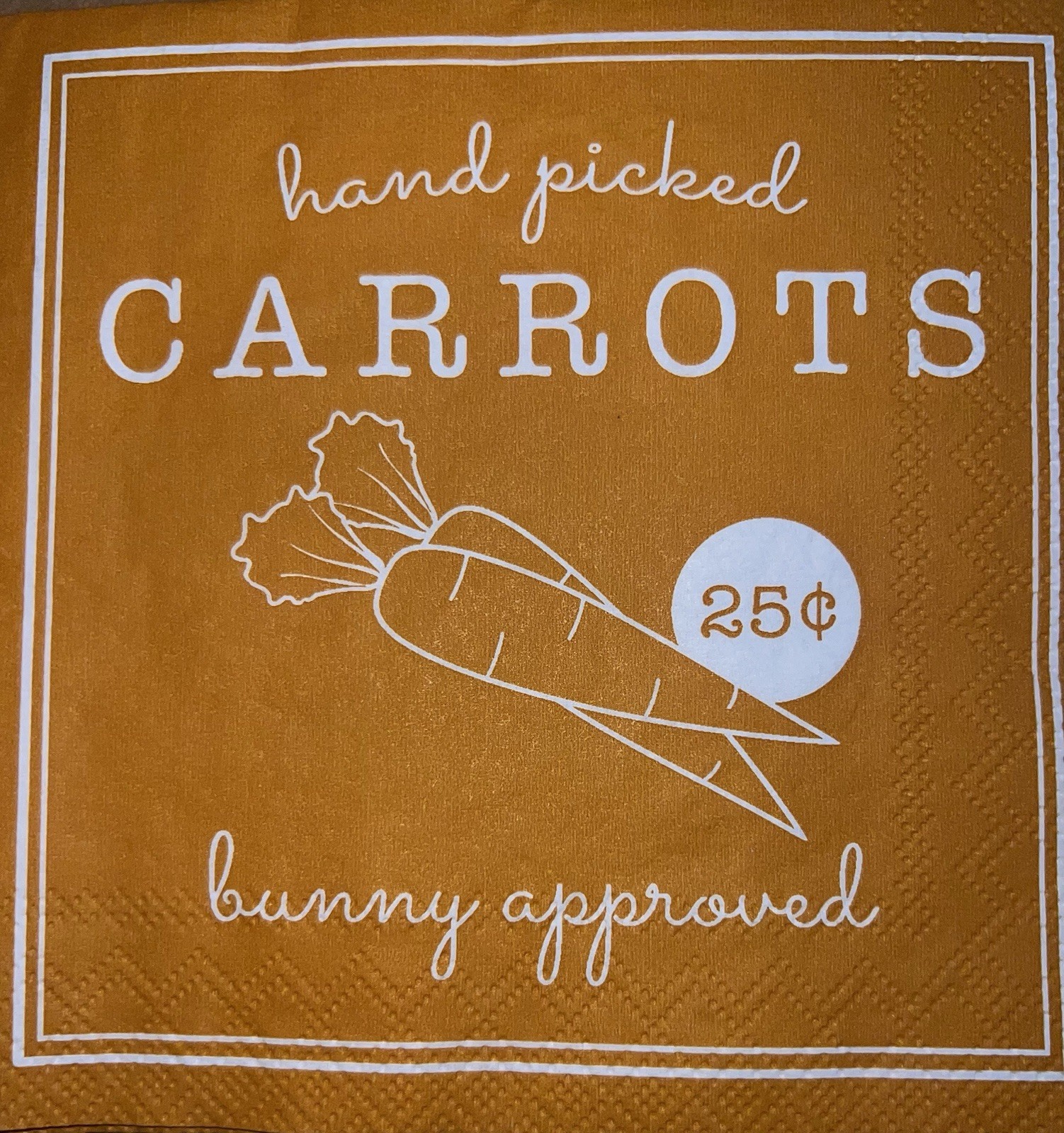 TWO Paper Beverage Decoupage Art Craft Napkins Easter Carrots 25 Cents bunny 5”