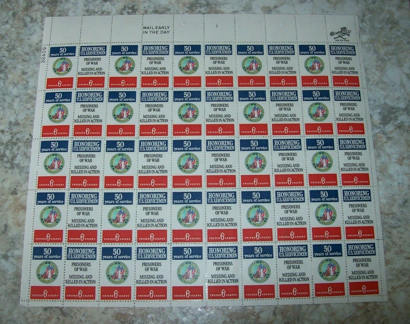 Estate Find Postage Stamps Full Sheets, Lot of 10, Denominations 6 cents