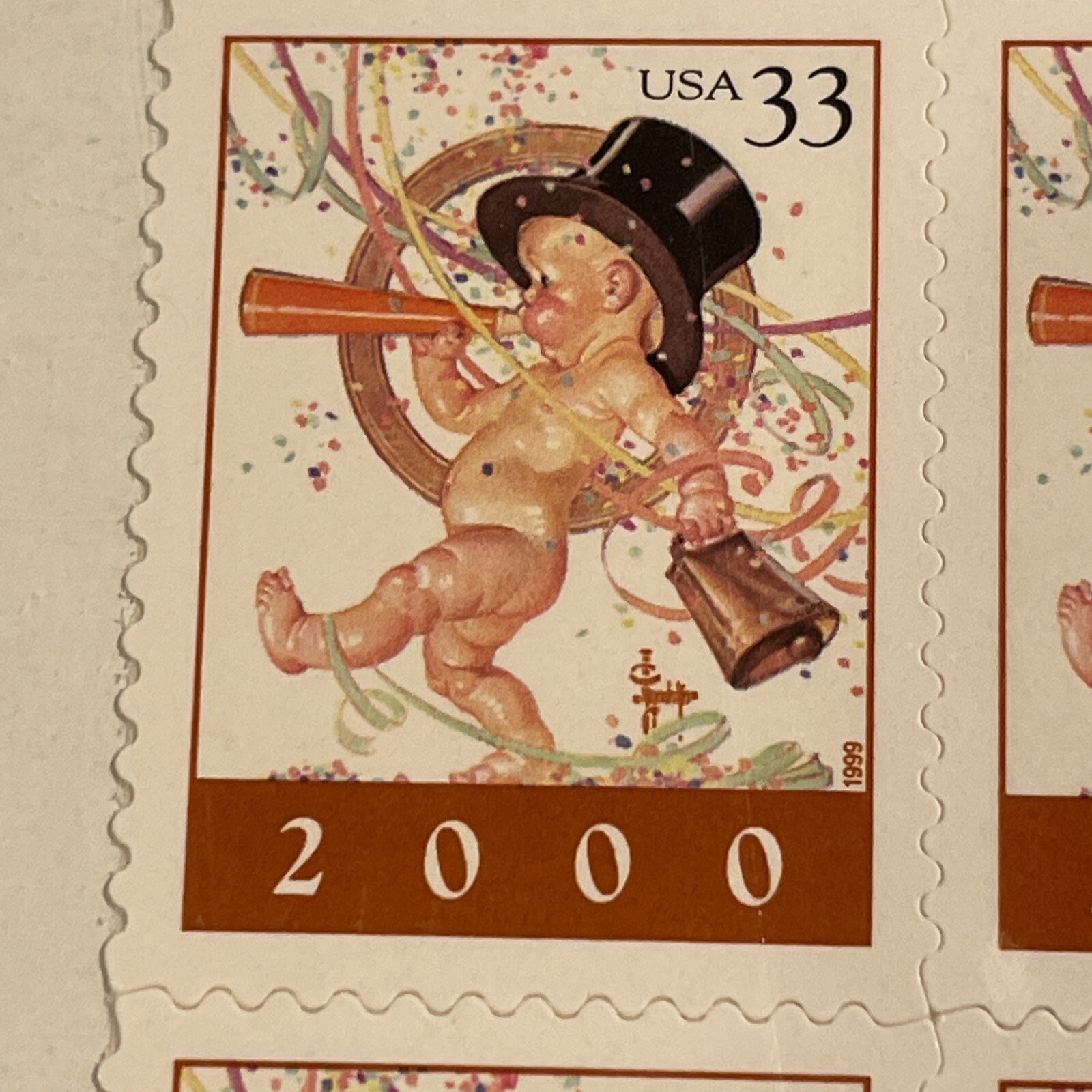 3 Packs Year 2000 New Years Baby 33 Cent Postage stamps sealed never opened