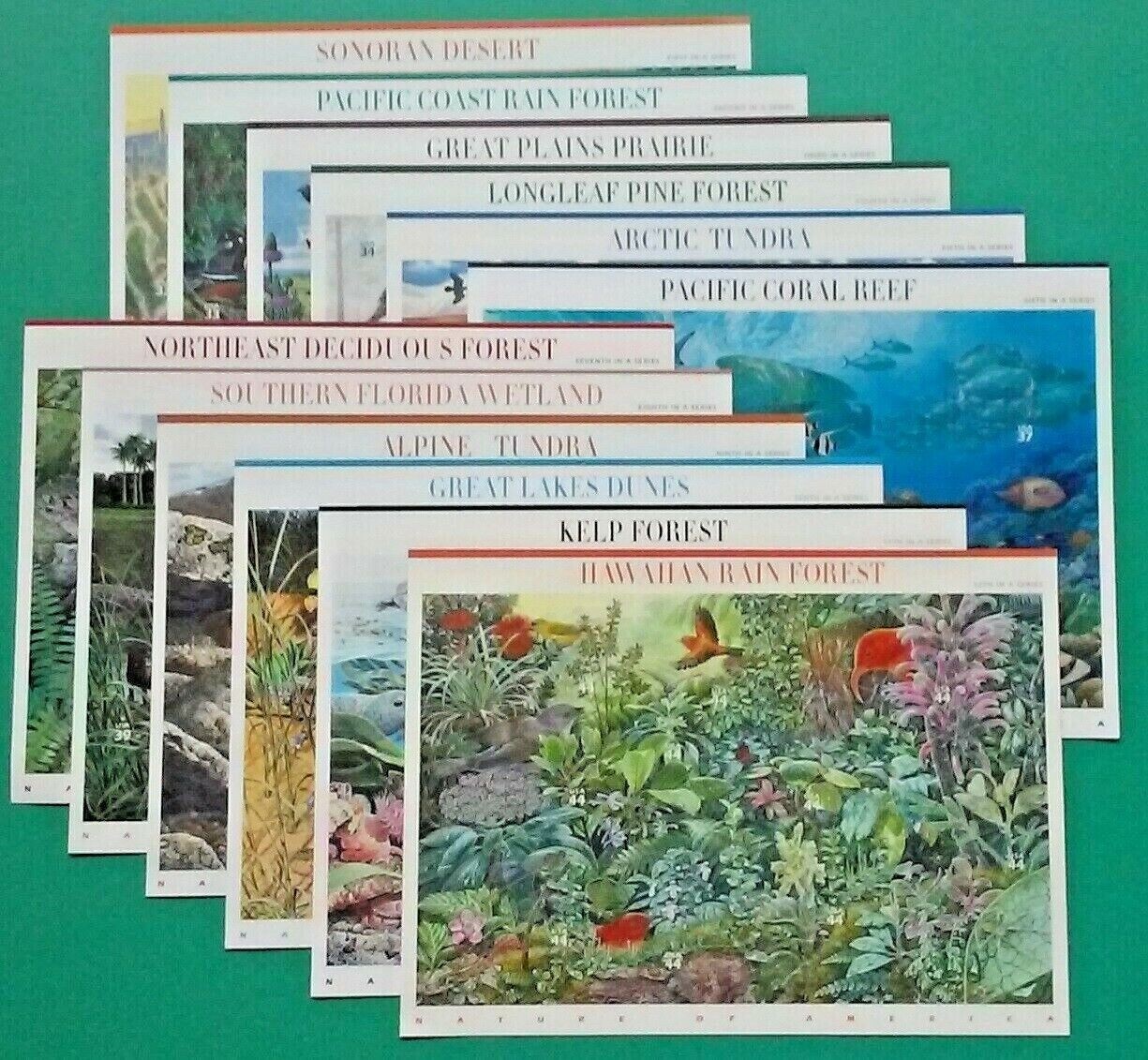 Complete Set of 12 NATURE OF AMERICA Sheets US Postage Stamps USA Sc 3293 – 4474
