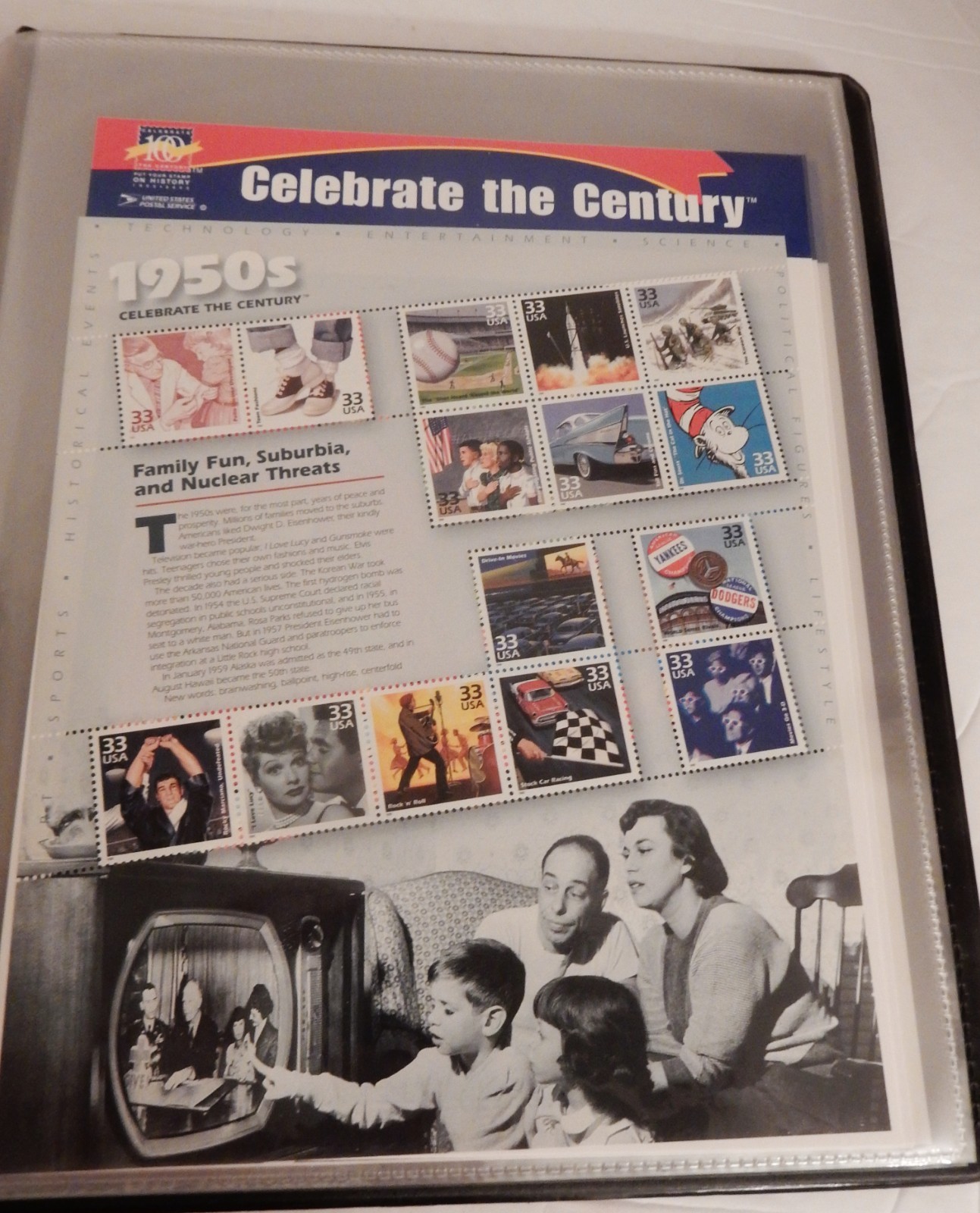 Mint CELEBRATE THE CENTURY 1900-1999 Complete 10 Sheet Set US Stamps/Booked