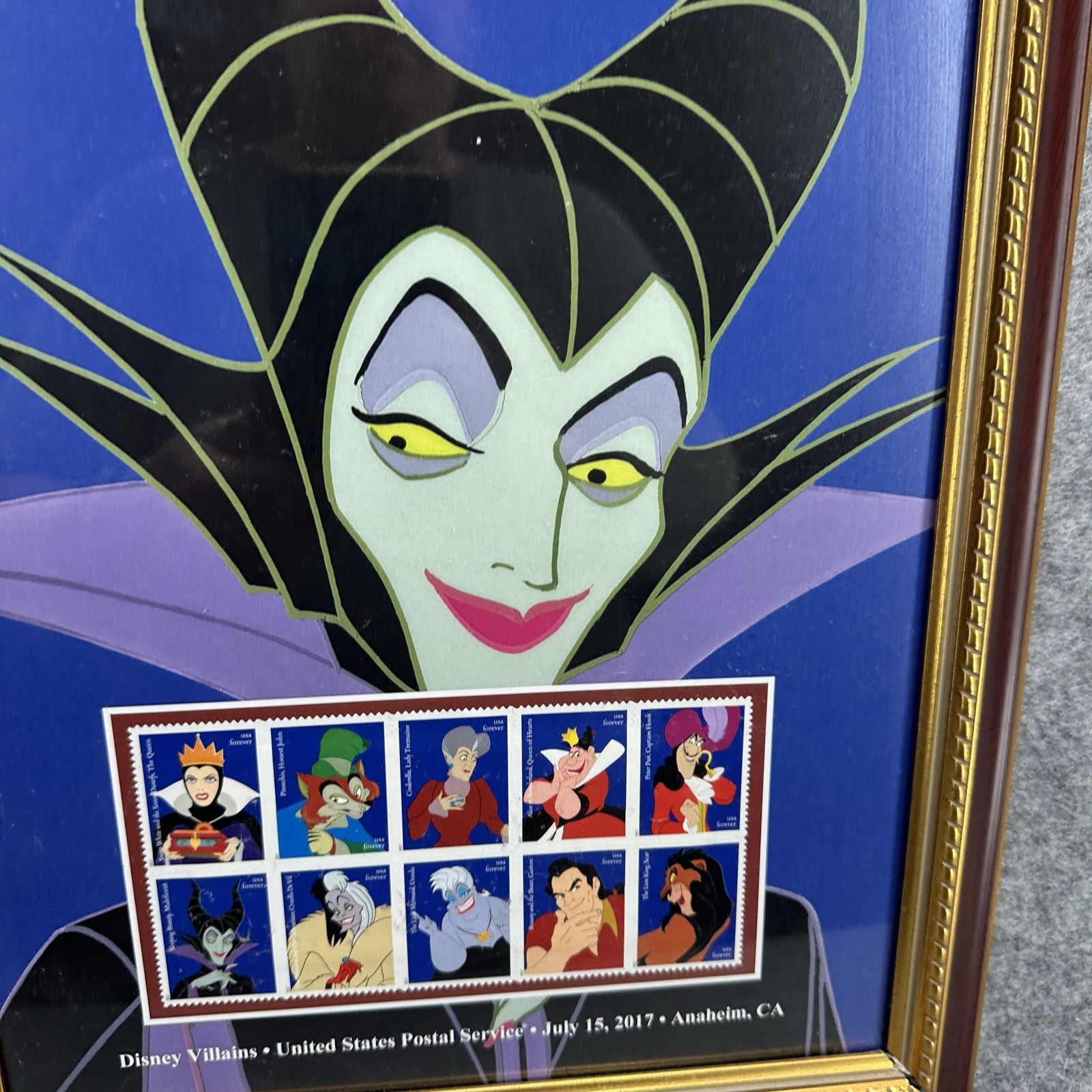 Disney Villains USPS Stamps Framed Art Maleficent New Stamps Framed D23 Limited