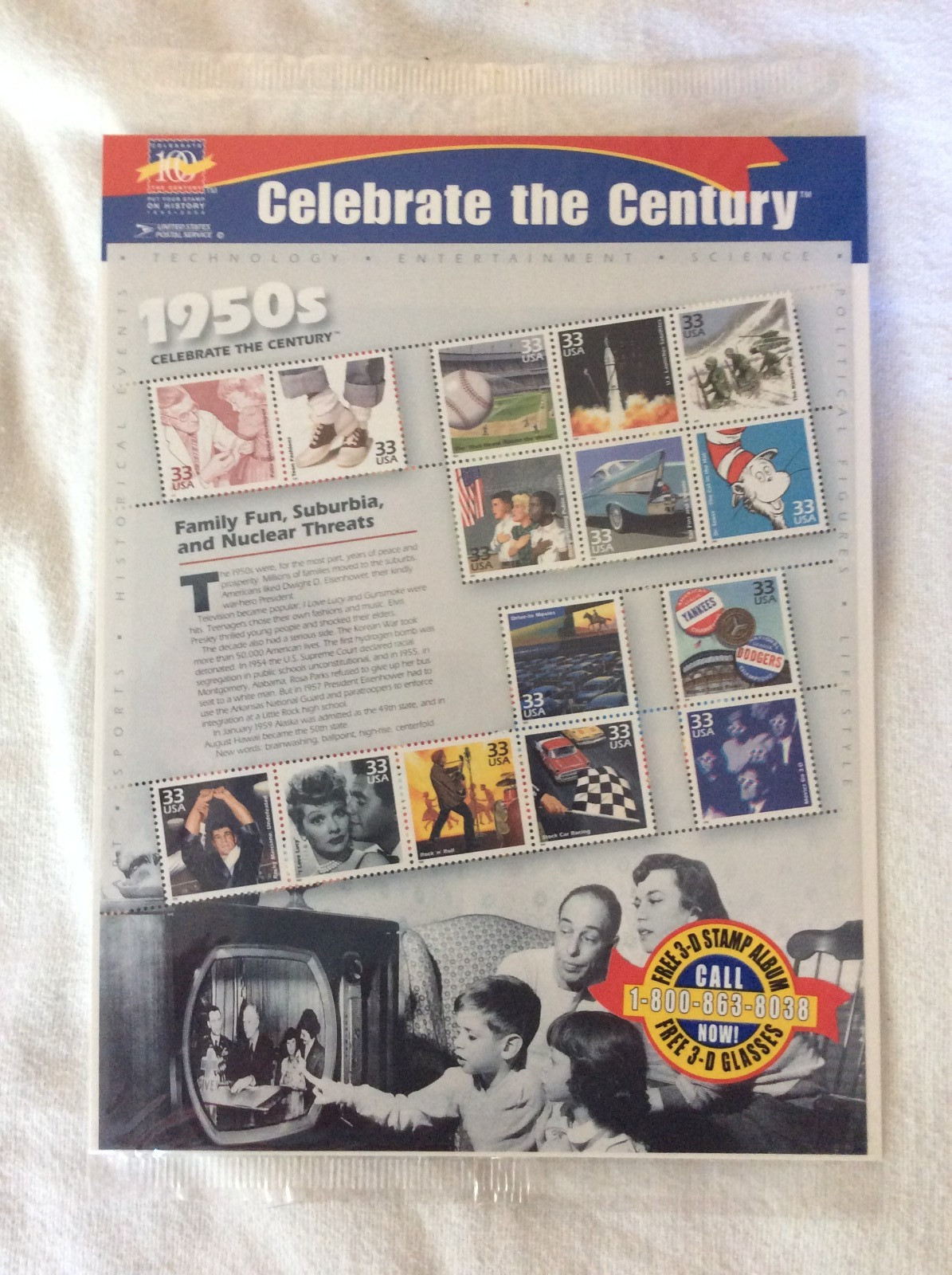 USPS CELEBRATE THE CENTURY 10 SHEET SET POSTAGE STAMPS 1900s – 1990s UNOPENED