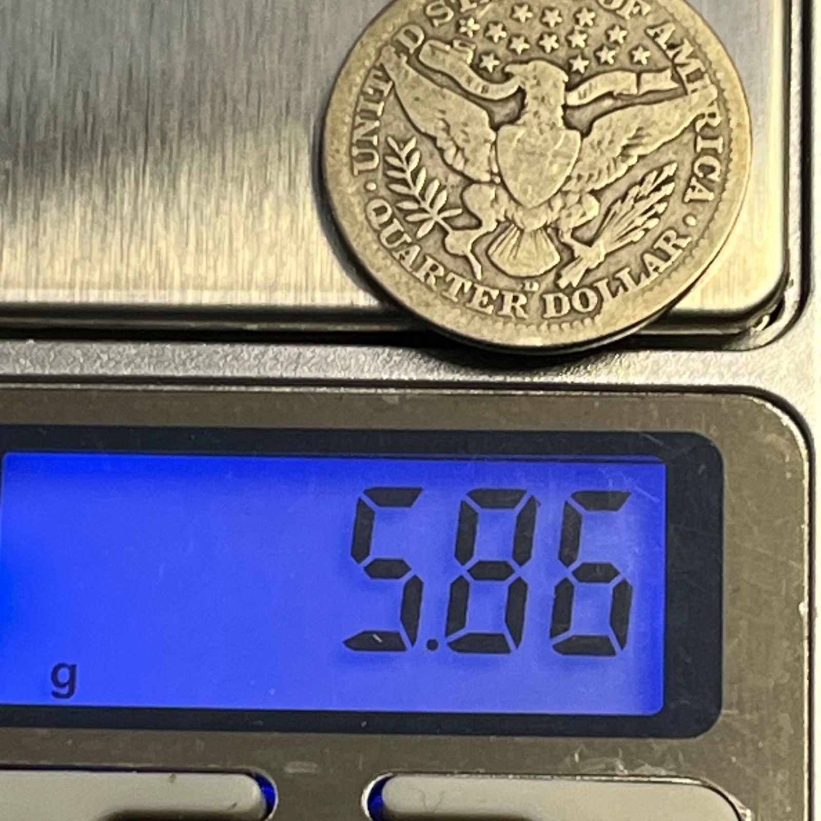 1916 Barber Quarter 25-cent Silver Coin, 90% Silver, USA, Management Number 72