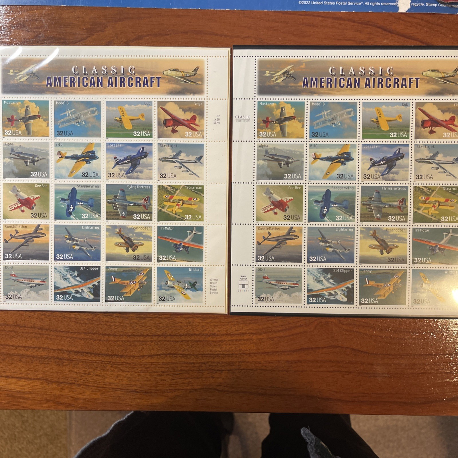 Two Sheets x 20 = 40 of CLASSIC AMERICAN AIRCRAFT 32¢ US Stamps. USA Sc # 3142