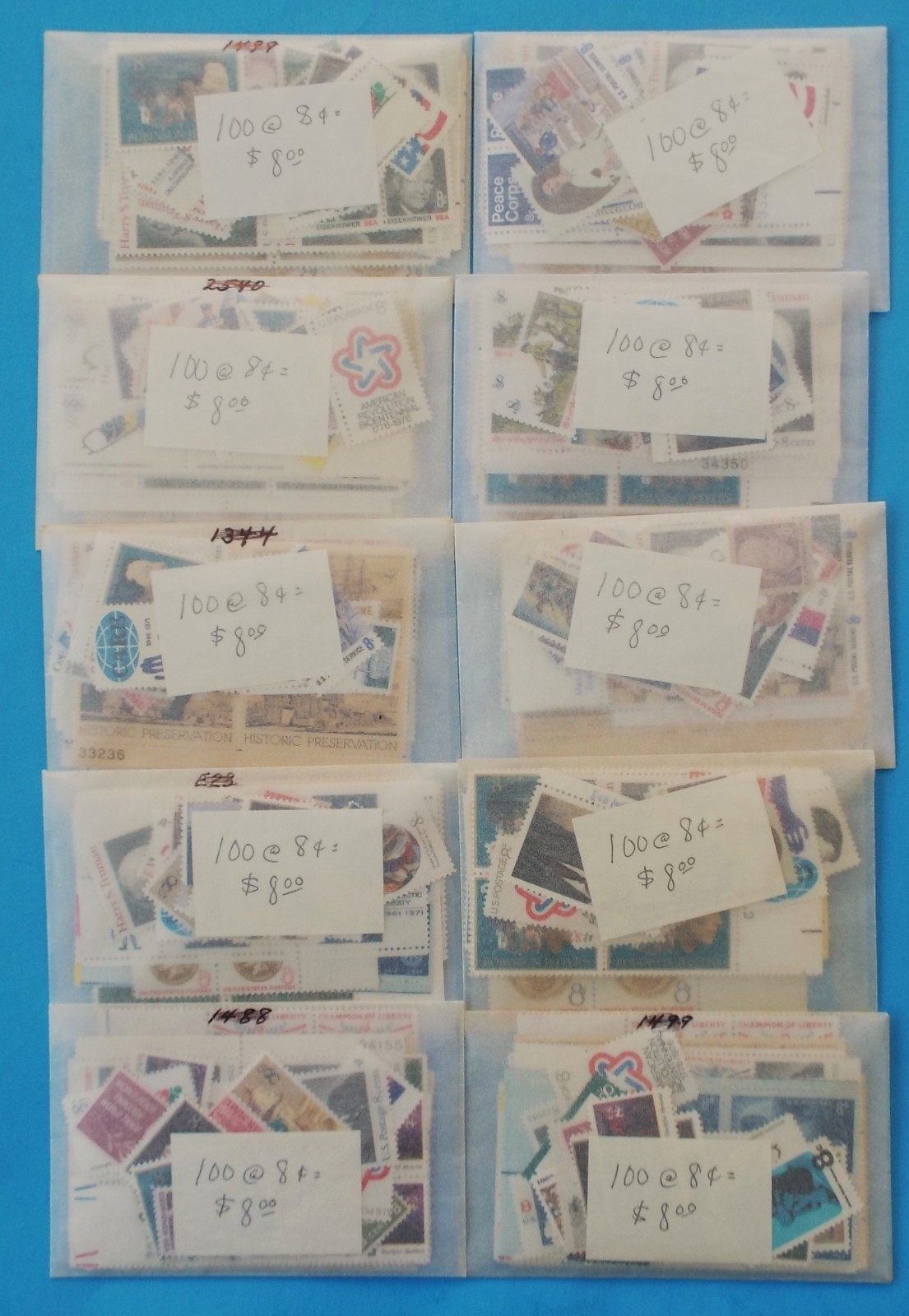 US Discount Postage 1000 8 Cent 8c Stamps Blocks Singles Mixed Mint Lot #12