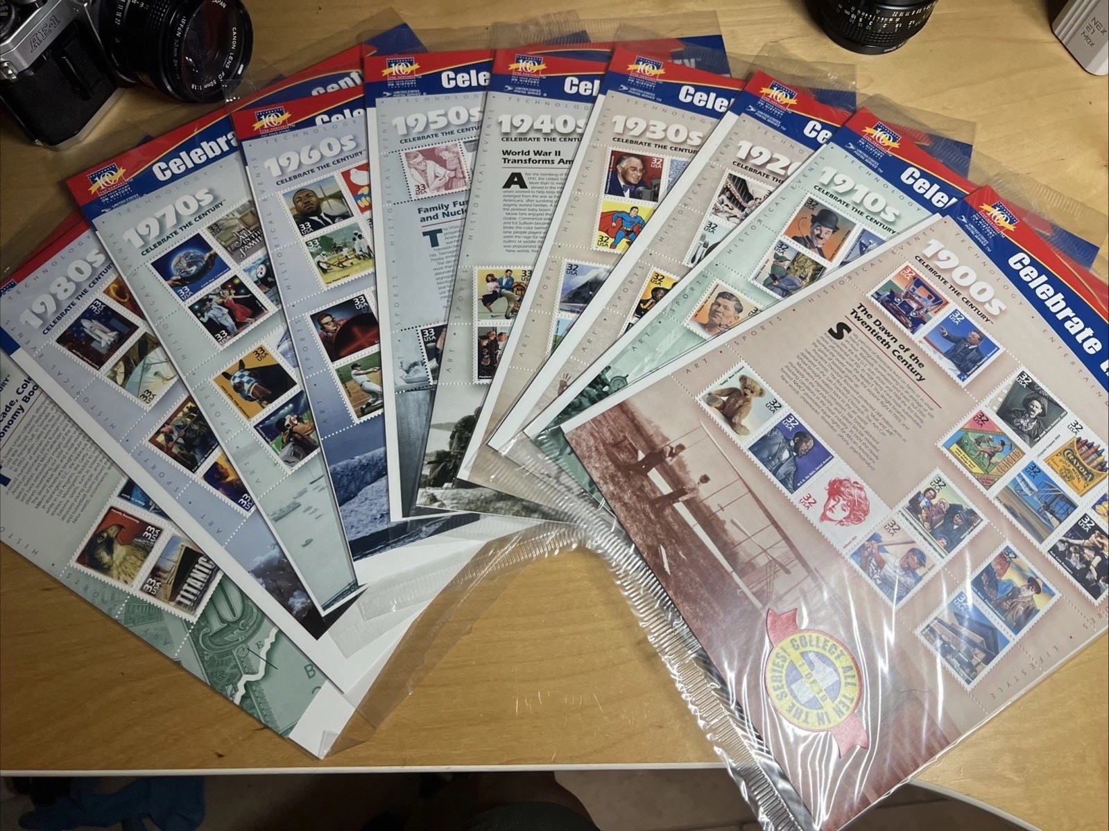 New Sealed CELEBRATE THE CENTURY 1900-1990. Complete 10 Sheet Set US Stamps