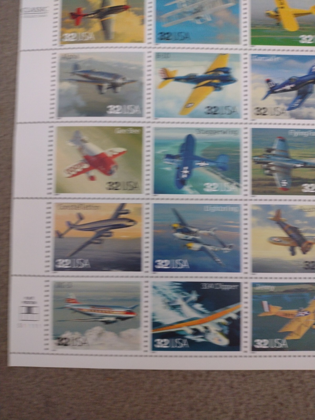 US SCOTT 3142 PANE OF 20 CLASSIC AMERICAN AIRCRAFT STAMPS 32 CENT NH