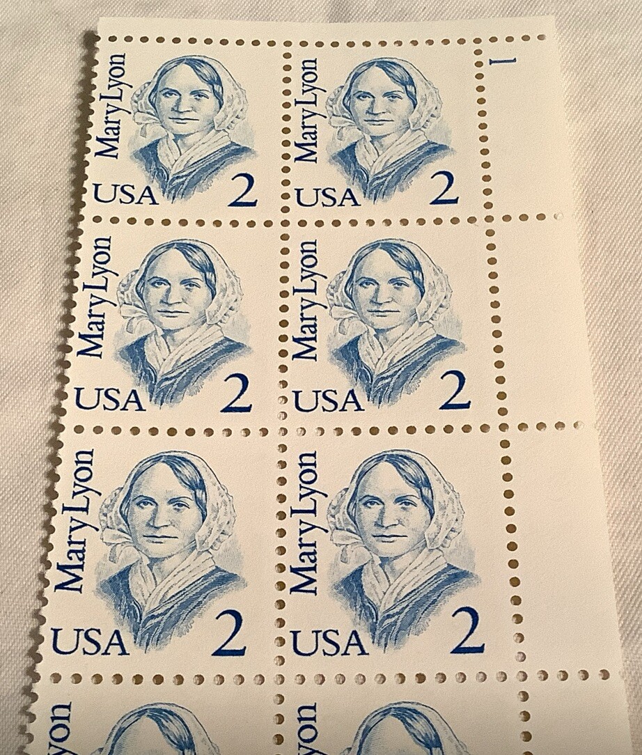 Block of 20 USPS 2-Cent Mary Lyon Stamps – Scott 2169 MNH Bright Blue 1984 Zip