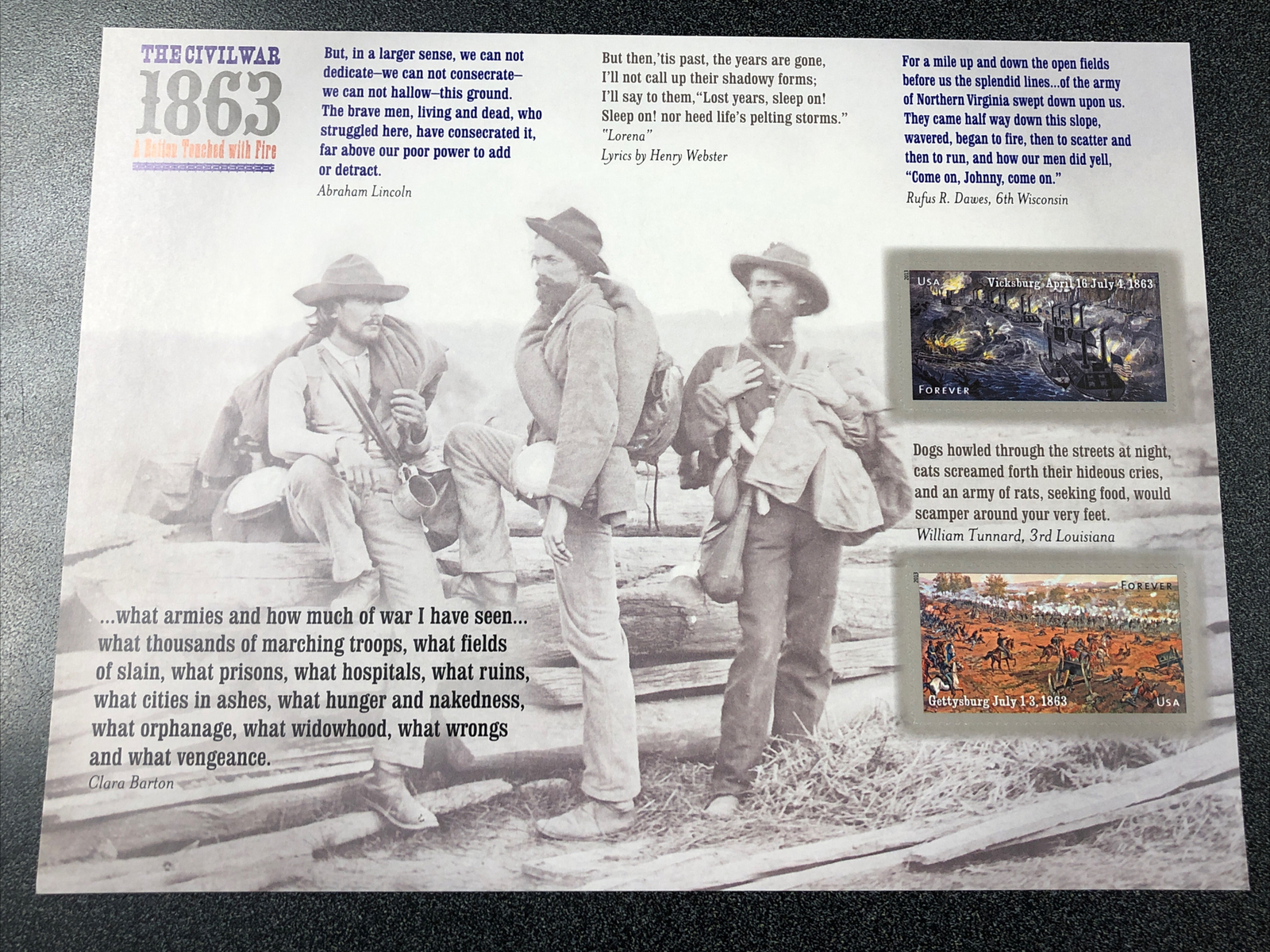 US 4787-88 THE CIVIL WAR 1863 FOREVER STAMPS Sheet of 12 Mint Never Hinged