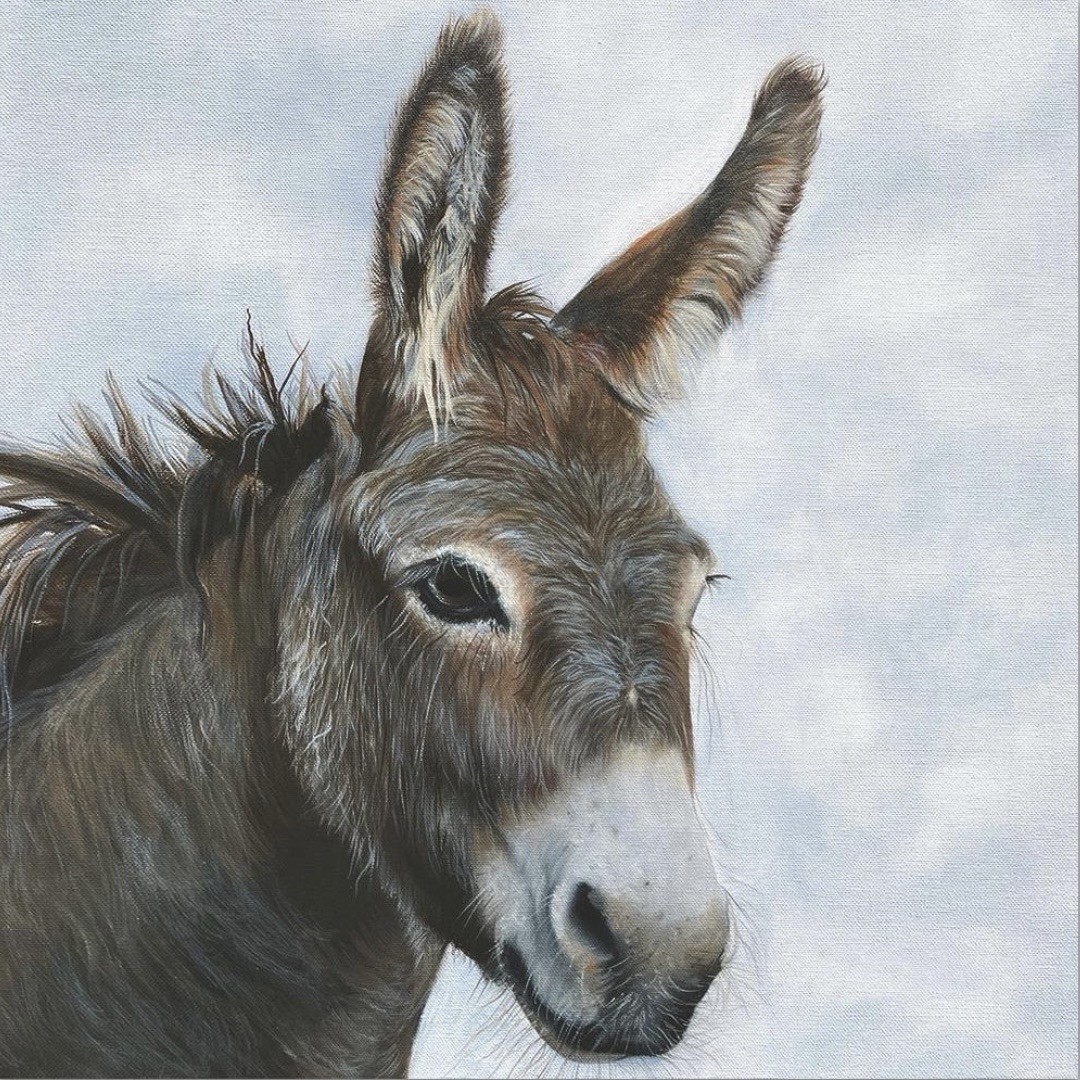 TWO Paper LUNCHEON Decoupage 6.5”Craft Napkins Donkey Animal Lovers Blue Sky