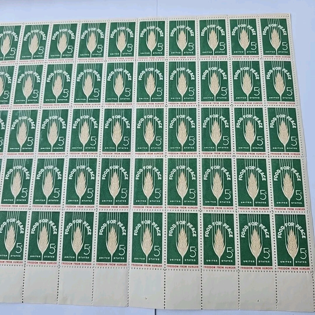Stamp US Postage 5c 5 Cent Sheet OF 50 Stamps Food For Peace Freedom From Hunger